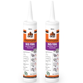 DCP Donseal NS196 Silicone Caulk Sealant 2 Pack – 100% Silicone Tube for Bathroom, Kitchen, Outdoor, Bathtub and Window Seal, 10.1 fl oz – White