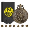 Mini DND Dice Set with Steampunk Winged Flying Dragon Pocket