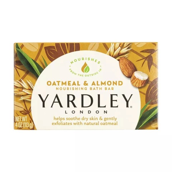Yardley London Nourishing Bath Soap Bar Oatmeal Almond, Helps Soothe