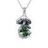 YAFEINI Mushroom Necklace Moss Agate Sterling Silver Mushroom Pendant Mushroom
