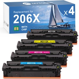 206X Toner Cartridges 4 Pack High Yield (with Chip) Compatible Replacement for 206X 206A HP Toner Cartridge Set for Color Pro MFP M283fdw M283cdw M255dw Printer B/C/M/Y | W2110X Toner