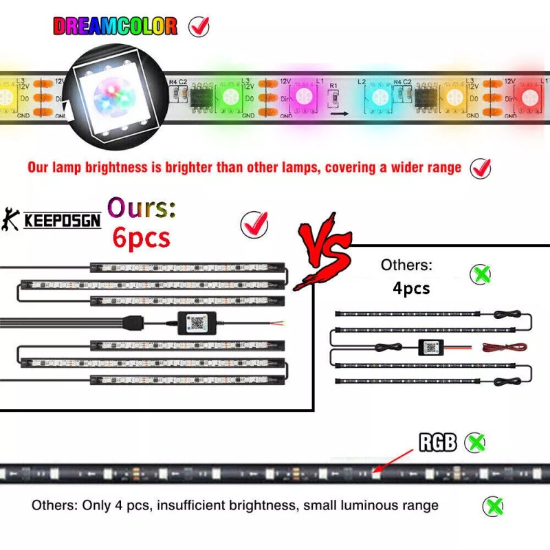 KEEPDSGN For Dodge Ram 1500 2500 6X RGB LED Underglow