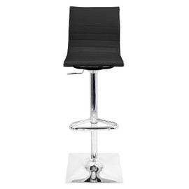 WOYBR Pu Leather, Chrome Master Barstool, 46" x 15.5" x 18", Black