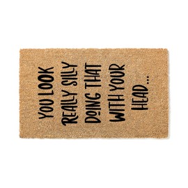 WoodByStu Doormat, Housewarming, Cute Home Doormat, Funny Door Mat, Door Mat, You Look Really Silly Doing That with Your Head, Funny Gift, Welcome Closing Gift, House Warming 1433stk