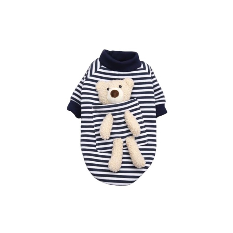 MAYPET Sudadera para Perro de Rayas Azules y Blancas con