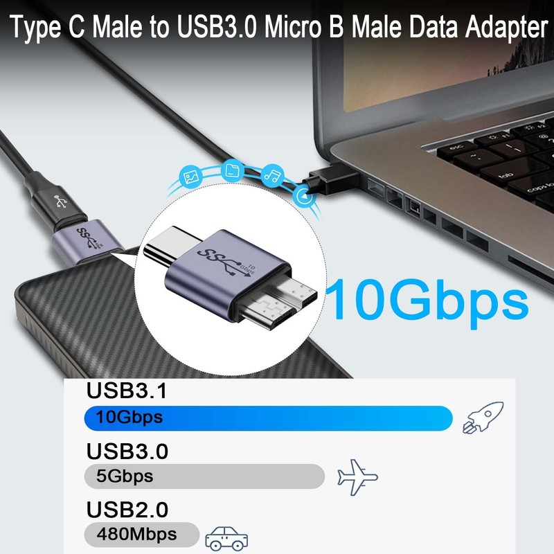 QIANRENON 10Gbps USB C to Micro B External Hard Drive