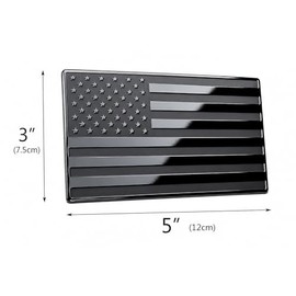 USA - Bandera de metal de acero inoxidable en relieve para coches, camiones, color negro, 5 x 3 pulgadas
