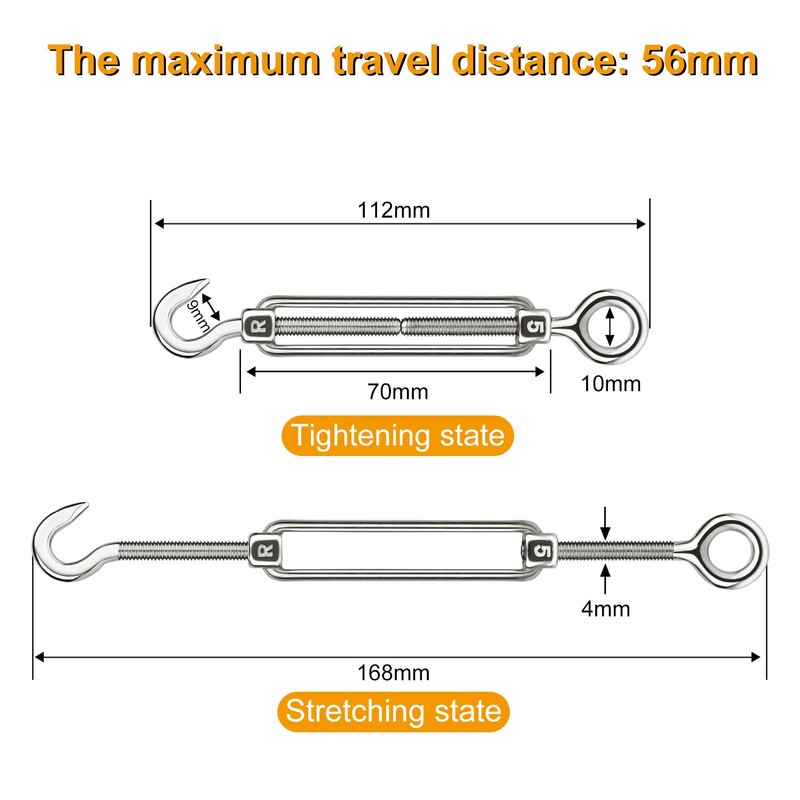 CHRORINE 5 Pcs Turnbuckle Wire Tensioner M5 Adjustable Turnbuckle Stainless