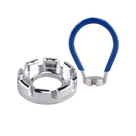 Bike Wheel Spoke Repair Kit with Spoke Wrench and Rim Correction Tool, Bicycle Spoke Wrench Tool, 6 in 1 Bike Spanner Spoke Tool 10-15 Gauge for Bike Wheel Maintenance and Adjustment(Silver+Blue)