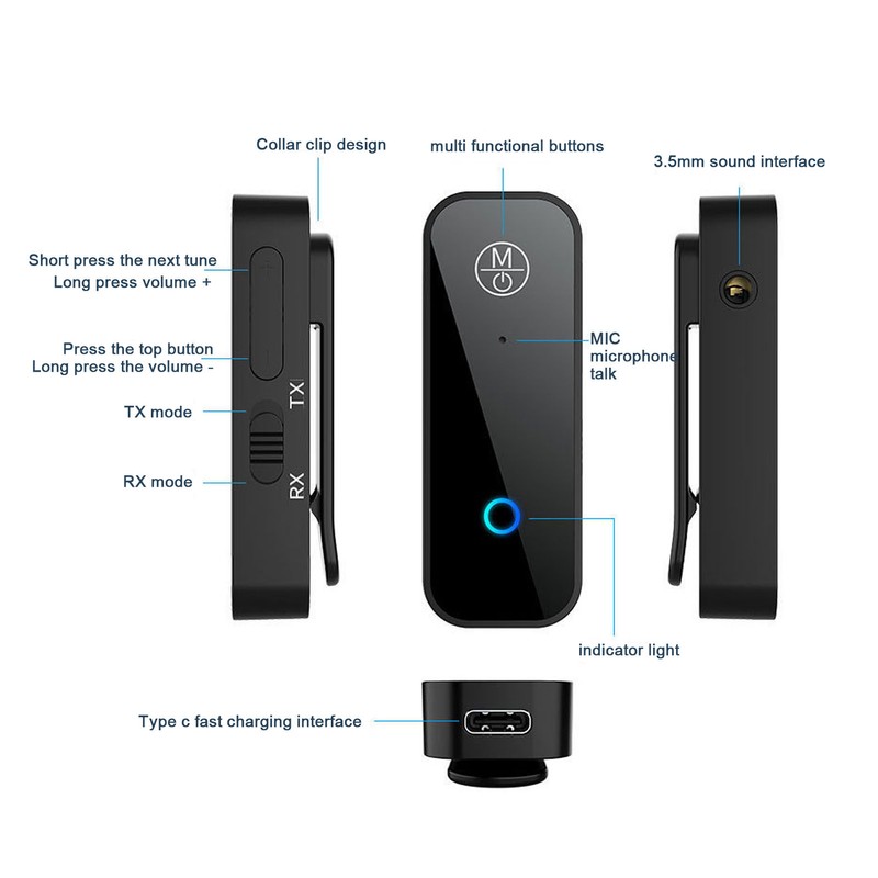 Bluetooth 5.1 Sound Receiver Transmitter 2 in 1 Noise Reduction