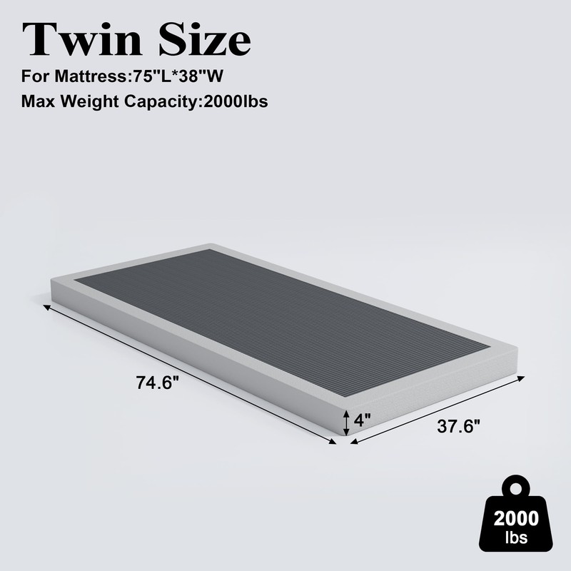 Vehowy 4 Inch Box Spring for Twin Bed,Twin Size Box