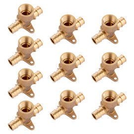 EFIELD Pex A Full Flow Expansion Brass Fitting 1/2" Pex x 1/2" NPT Drop-ear Tee, F1960,(PEX1960090-10PCS)