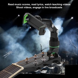 Guitar Phone Holder Clip Mount Electric Bass Guitar Accessories Can See The Music Score Accurately and Record The Playing Process Plastic Comes with 10 Picks and String Cloth