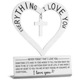 Anniversary Wedding Gifts for Her, Him, Anniversary Desk Gifts for Her, Him, Heart Decoration Gift for Her, Him, Silver Stainless Steel Desk Plaque with Anniversary Quotes, 4.9 * 4inch, XXH3