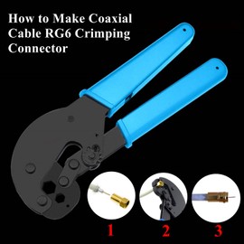 Gaobige Coaxial Cable Crimping Tool Kit, RG6 RG11 Crimping Tool with 20PCS Dual Shielded Coaxial RG6 Crimping Connectors 20PCS Quad Shielded RG6 Crimping Connectors, 10PCS female to female connector