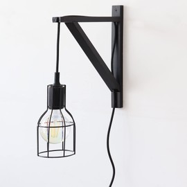 PRIADE Wall Mounted Wood Bracket for Hanging Sconce Pendant Lamp Kits, Planters, Lanterns, Wind Chimes, 12 Inch Floating Shelves Bracket, Set of 2 (Black)