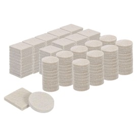 uxcell Non Slip Furniture Pads, 180Pcs Round, Square Furniture Grippers Self Adhesive Furniture Feet Anti Scratch Chair Leg Felt Pads for Protecting Hardwood Floor, Beige 1.06"