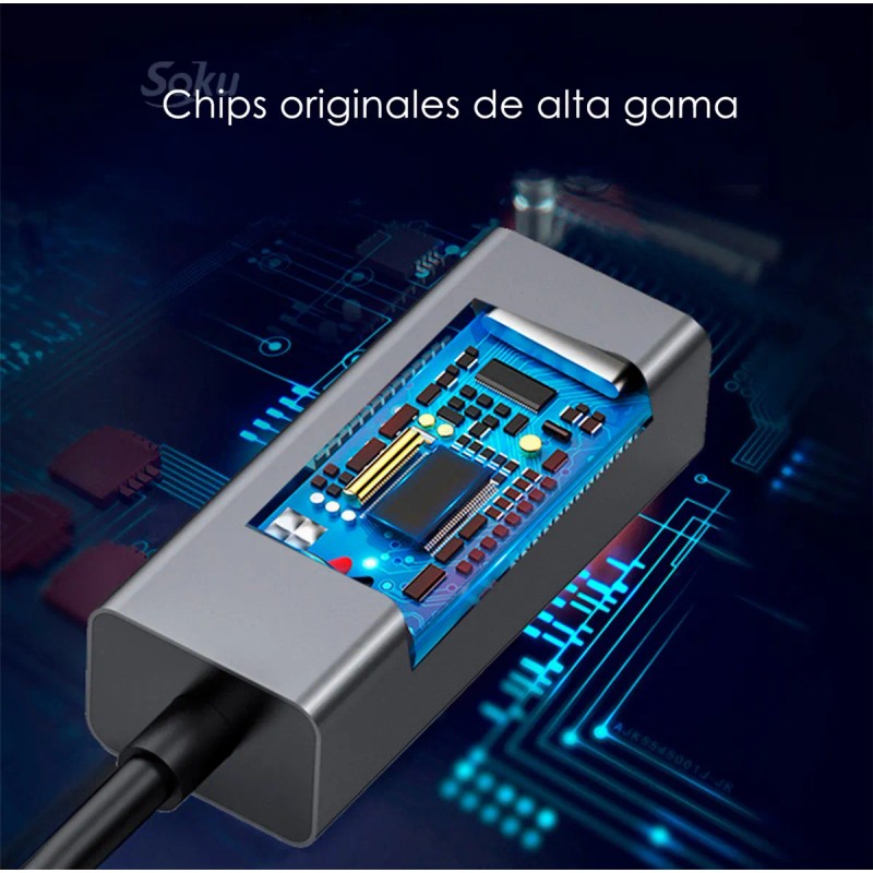 Adaptador Usb 3.0 Rj45 Ethernet Lan Red hasta 1000 Mbps