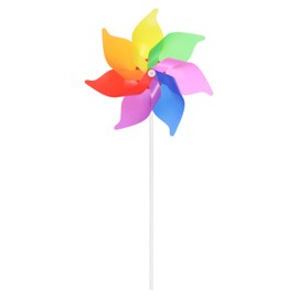 sourcing map 2 Pcs Rainbow Pinwheels 15.4 Inch 7 Leaves Wind Plastic Windmill for Party Decorations Outdoor Decor Lawn Yard Garden Patio, Colorful