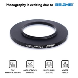 67mm to 77mm Adapter Ring for Camera Filter Compatible with All 67mm Lenses with 77mm UV, ND, CPL Filter. 67mm Lens to 77mm Filter Ring