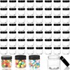 60 pcs 2 oz Clear Plastic Round Jars with Black