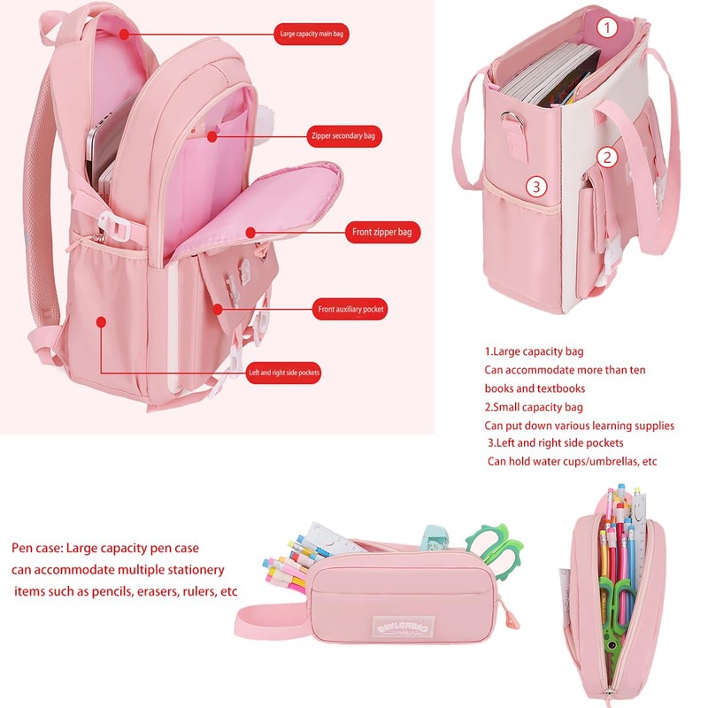 DAMAIYIYI Girls' Backpack Set of 3 Backpack School Backpack Backpack