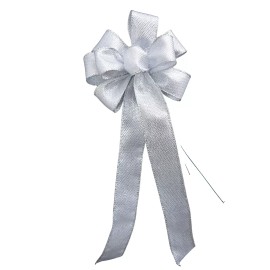 Dogwood Farm Market Small 5-6" Metallic Silver Wired Christmas Wreath Bow -Handmade - Glitter