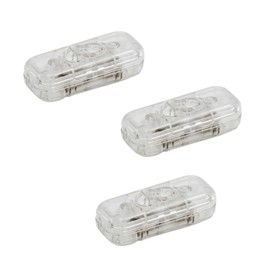 HALOTEC. 3 Pack Single Pole Switch for Table Lamps - Transparent Design | Easy Assembly | 2A | 250V | Tilt On/Off
