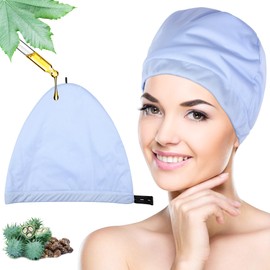 Tuiskusa- Compresa de aceite de ricino para la cabeza, gorro orgánico reutilizable para mujer para cabello fino, kit de compresas de aceite de ricino 