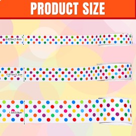 JarThenaAMCS 3 Roll Colorful Dots Grosgrain Ribbon Rainbow Dots Birthday Grosgrain Ribbon for Wreath Bow Craft Gift Wrap Party Decor, 15 Yards