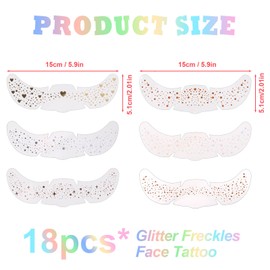 lasuroa 18stk Holografische Farbenfrohe Glitzer Sommersprossen Aufkleber, Wasserdicht Glänzende Gesichtstattoo Sommersprossen Niedlich Stern-Punkt-Design Make-up-Zubehör für Festival Feier