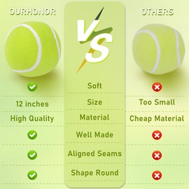 OurHonor Tennis Ball Plush, 11.8" Soft Tennis Stuffed Toy Tennisball Throw Pillow Fluffy Tennis Plushies Sport Theme Gift for Kids Boy & Girls Children