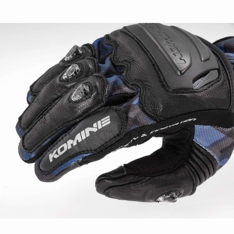 Komine GK-214 1166 Titanium Mesh Gloves for Bikes, Plaid Navy,