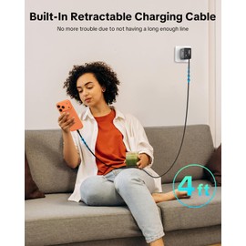 W & O Retractable Phone Charger with USB C Cable for iPhone17/16/15
