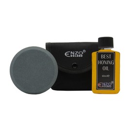 ENZO ENGLAND Axe Sharpening Tool Set with Best Honing Oil Two Sided Puck Stone Ideal for All Blades, Sharpening Stones & Sharpening Systems (Black)