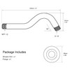 8 Inch S-Shape Curved Shower Arm with Flange Stainless Steel