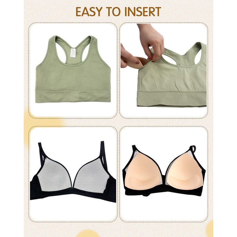 KSang Bra Pads Inserts 4 Pairs - Sewn Edges Breast