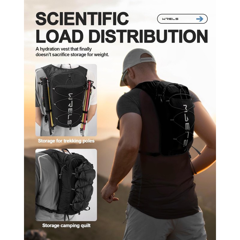 WRELS Running Hydration Vest 8L for Men Women with 10