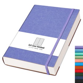 AHGXG College Ruled Notebook A4-320 Pages Large Journal 8.5''×11'', Thick Notebooks for Note Taking, 100gsm Thick Paper, Leather Softcover, for Women Men - Purple