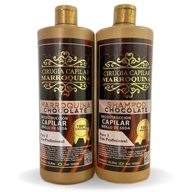 Generic Ciruga Capilar Marroquina Chocolate 33.8 oz, Shampoo Chocolate 33.8 oz - Kit 2 Pasos for Professional Use, Deep Hydration, Control of Waves, Anti-Frizz, Anti-Opacidity, Extreme Shine