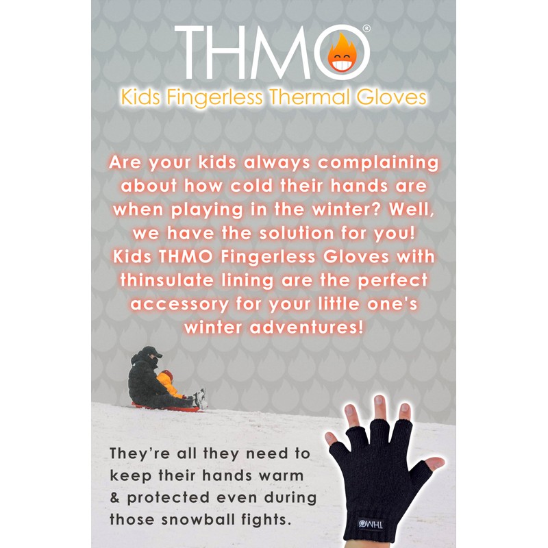 THMO Kids Winter Fingerless Gloves Thermal Warm Fleece Lined Thinsulate