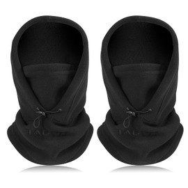 TAGVO Balaclava Windproof Ski Mask Thermal Fleece Hood Winter Multipurpose Use Unisex Face Mask Warm & Breathable Face Cover Heavy Neck Warmer for Outdoor Winter Sports, 2 Pieces - Black