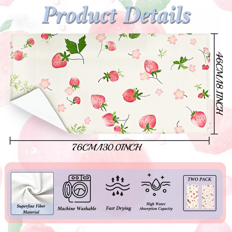 Fruit Pattern Kitchen Towels Set of 2, with Fixed Clips