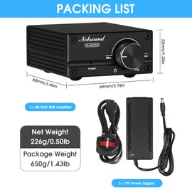 Nobsound Subwoofer Amplifier - 100W Mono Channel Digital Class D Power Amp with Power Supply for Passive Speakers and Subwoofers