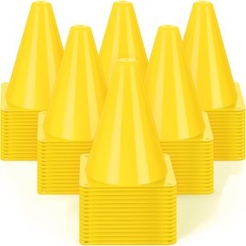Geetery 100 Pcs 7 Inch Small Sports Training Cones Mini Plastic Traffic Cones Driving Practice Cones Agility Marker Cone for Soccer Skating Basketball Football Indoor Outdoor(Yellow)