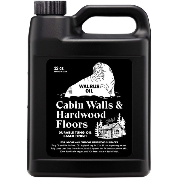Walrus Oil - Pure Tung Oil, for Any Woodworking Project, Hardwood Floors, Outdoor Furniture, and More. Vegan, 32oz Jug