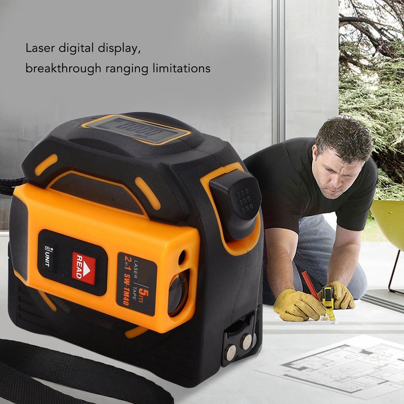 Laser Tape Measure High Accuracy ABS Housing Manganese Steel Digital