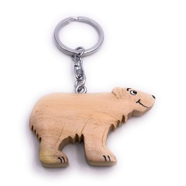 H-Customs Polar Bear Animal North Pole Wood Elegant Handmade Keyring Pendant