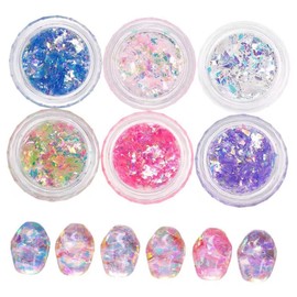 Outanaya 6 Boxes Nail Art Accessories Face Glitter Nail Flakes Glitter for Nails Nail Glitter Nail Charms for Acrylic Nails Glitter Face Glitter Makeup Festival Makeup Nail Art Glitter Abs