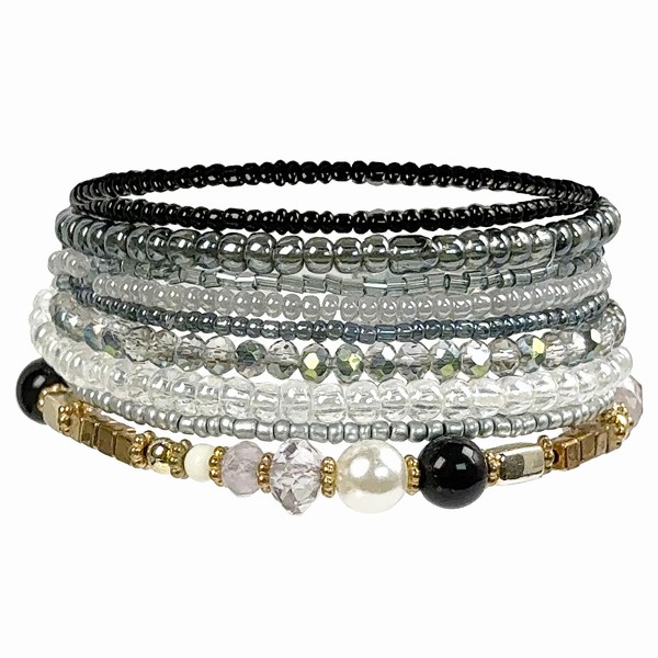 APMGONT Bohemian Beaded Multi-Layer Bracelets Stackable Stretch Beach Crystal Beaded
